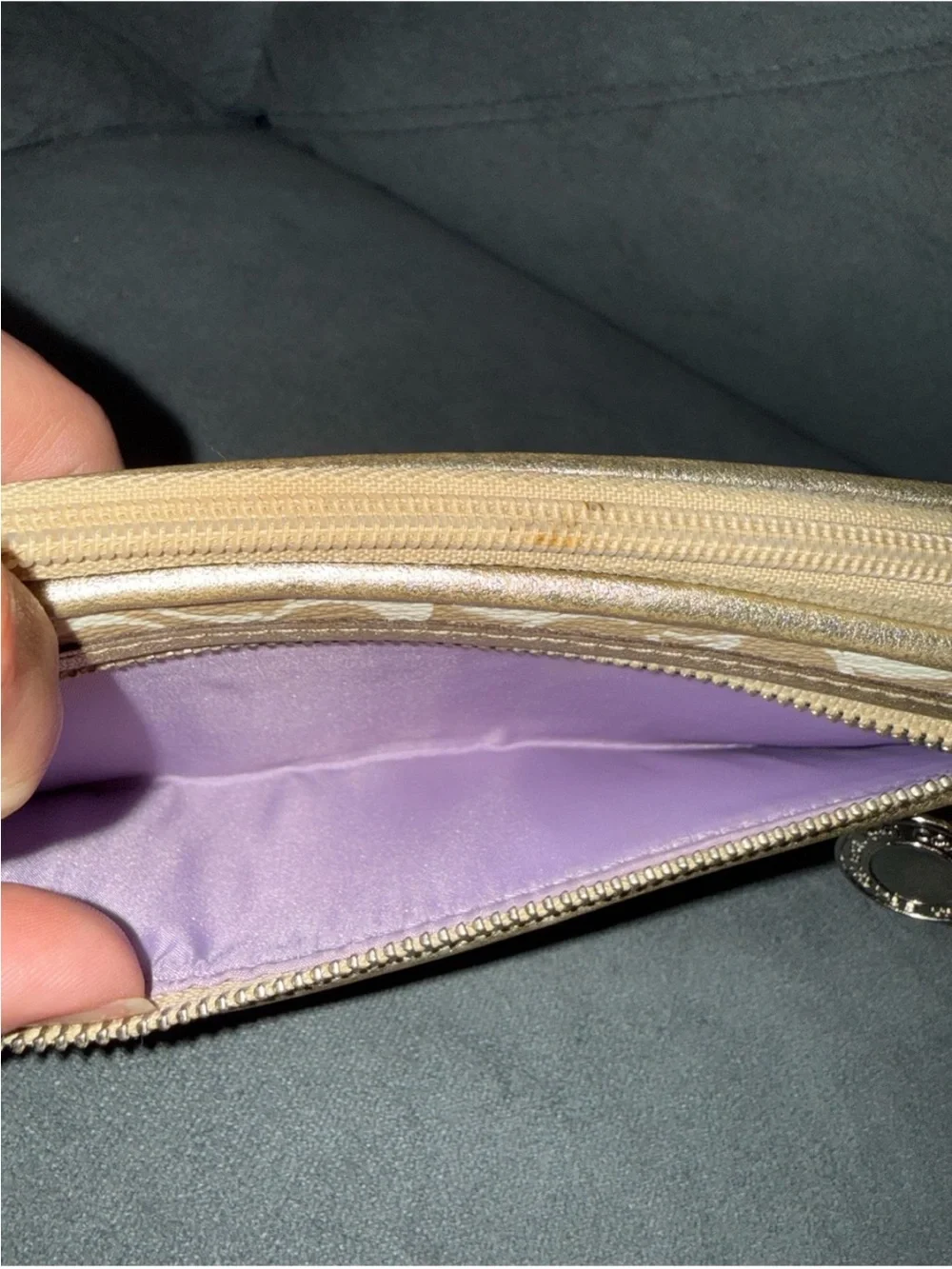 Coach Metallic Signature Beige Wristlet Wallet